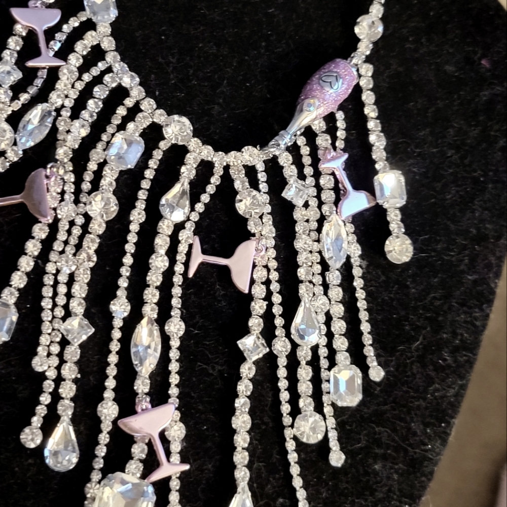 Betsey Johnson New Year's Crystal Necklace , in a Bibb Style.